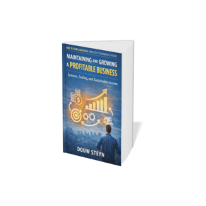 A practical guide for South African entrepreneurs who have moved beyond survival and want to build a stable, profitable, and sustainable business. Learn how to systemise what works, improve profit before chasing growth, retain customers, manage risk, and design a business that supports long-term income and lifestyle freedom.